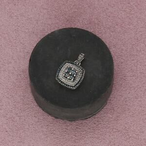 zales sterling silver pave blue & white diamond pendant